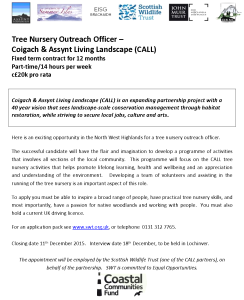 CALL Tree Nursery Outreach Officer advert 01