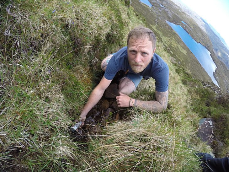 Rab recording trickling water. Photo © Chris Puddephatt