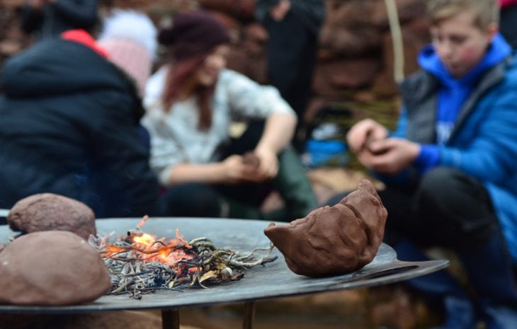 Making clay pots and drying them by the heat of the fire © Katrina Martin/Scottish Wildlife Trust