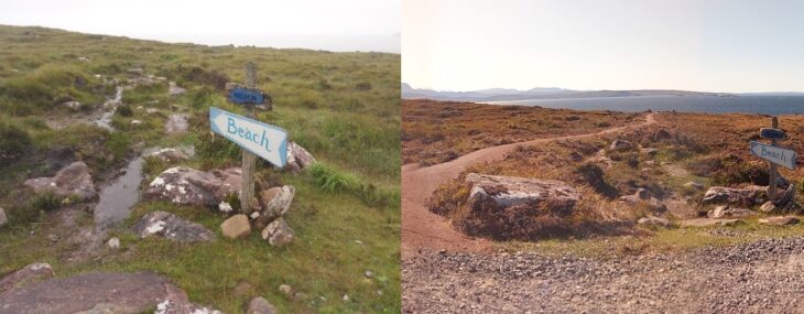 East Acheninver Beach Path before and after! © Boyd Alexander/Scottish Wildlife Trust